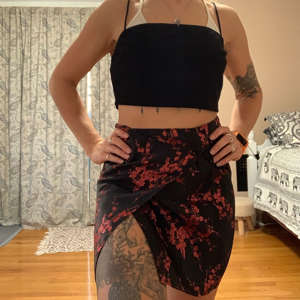 **SOLD** Handmade Asian inspired wrap skirt and black camisole